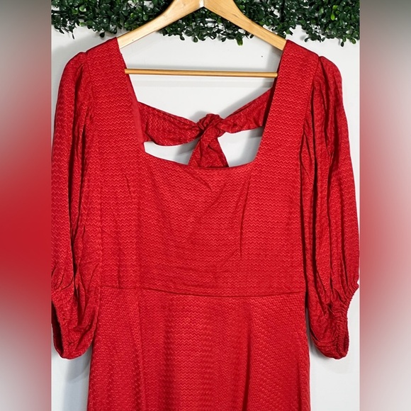 Band Of The Free JOSETTE RED PUFF SLEEVE MINI DRESS Size Medium - Picture 2 of 10
